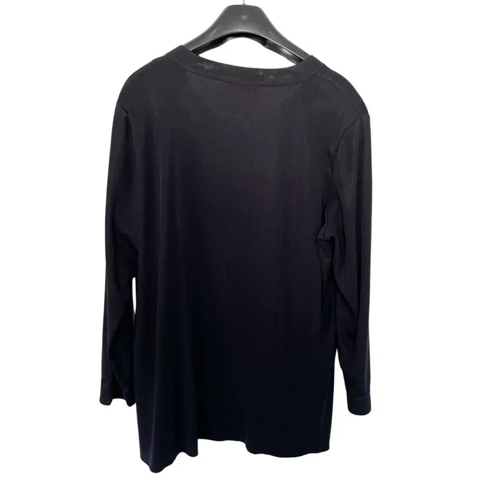 Exclusively Misook Black Cardigan Women Size 2X Open Front Long Sleeves